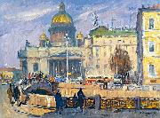 Alexander Nasmyth At the Isaakievskaya Square in Leningrad oil painting
